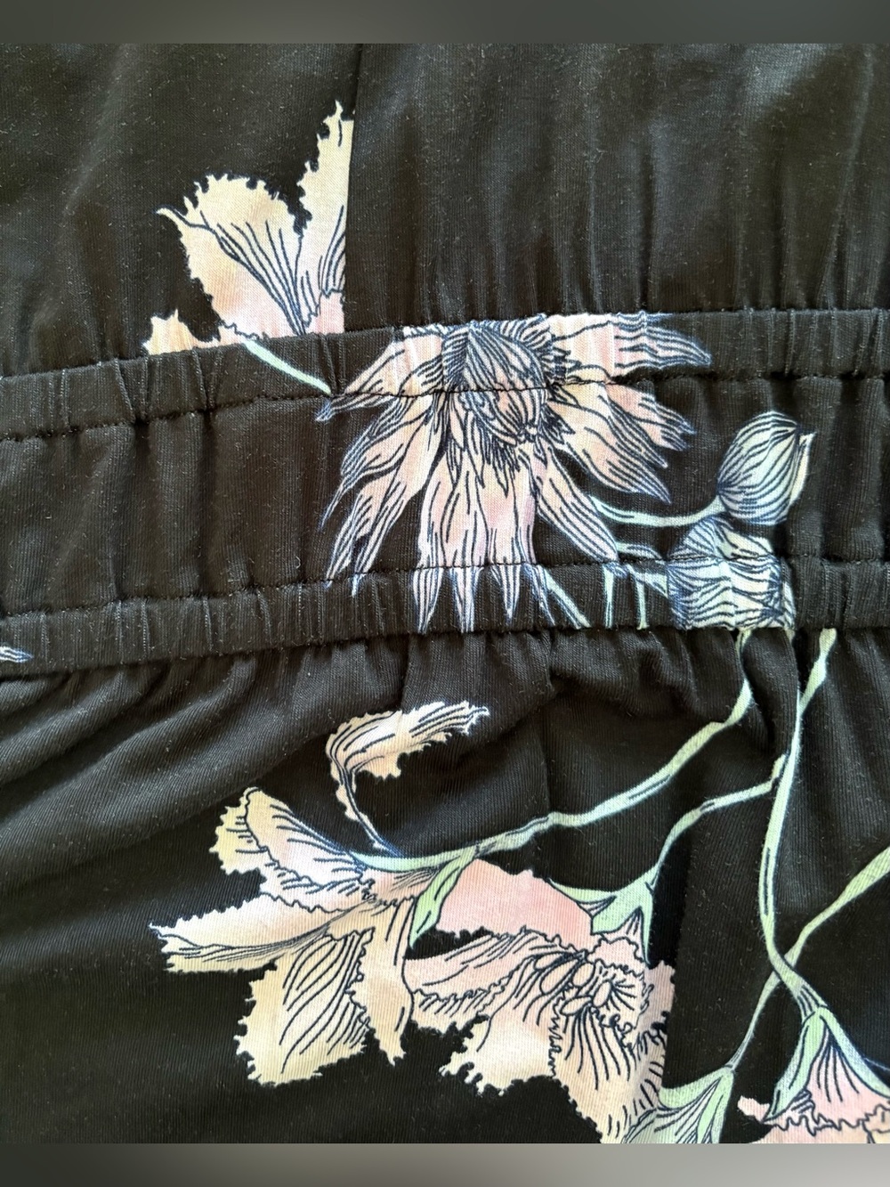 Soma Pamilla Midi Bra Dress. Black Floral V-Neck - Pink & Light Blue Flowers - Picture 4 of 5